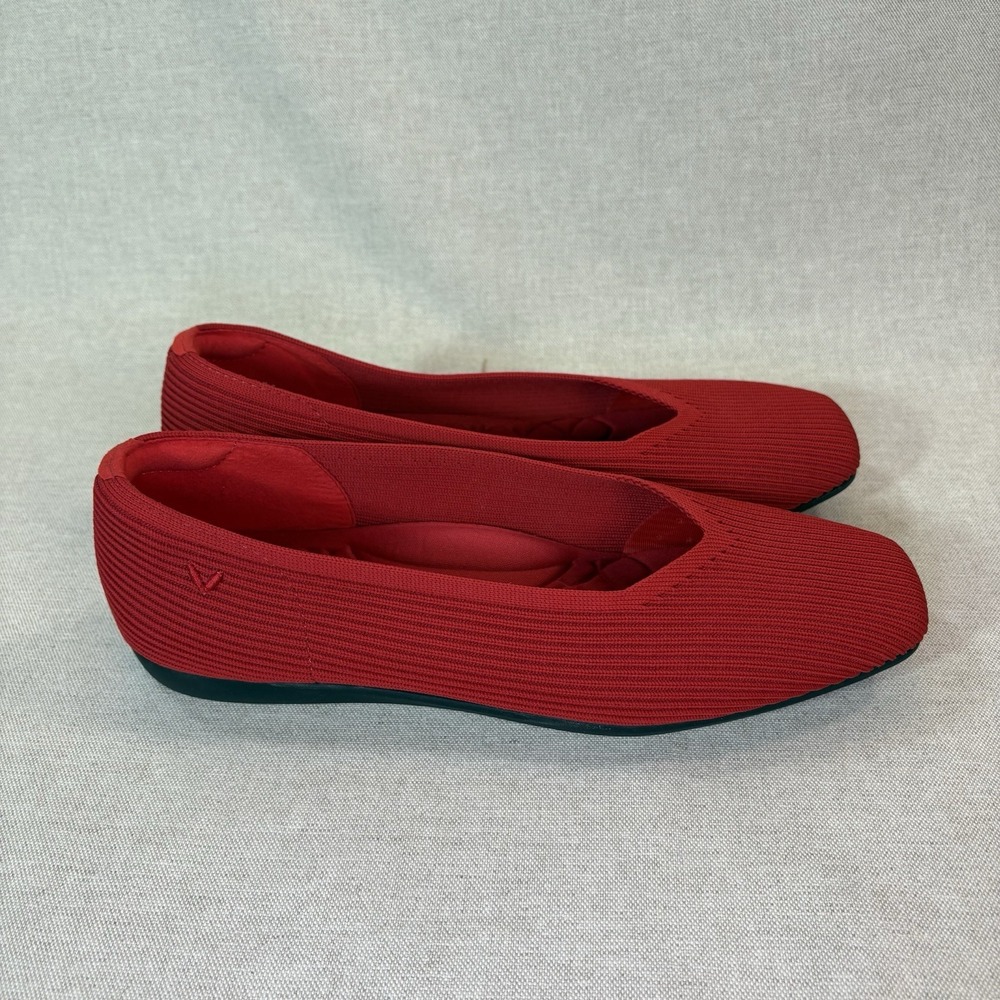 Vivaia Margot 2.0 Red Square Toe V Cut Comfort Ballet Flats EU40 US9 NWOB! - Picture 4 of 8